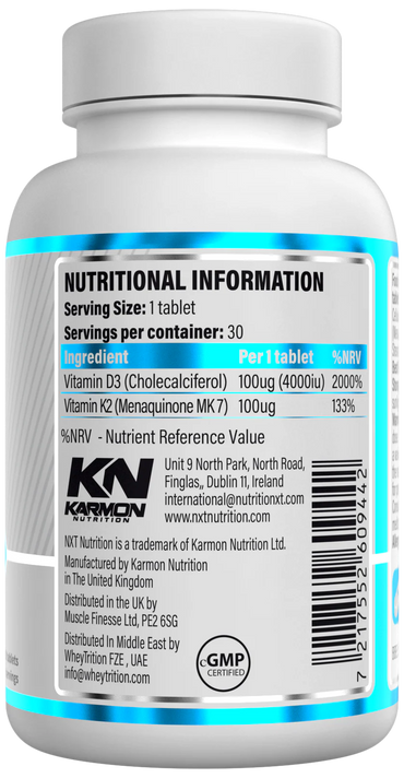 Vitamin D3 & K2 - 30 tablets