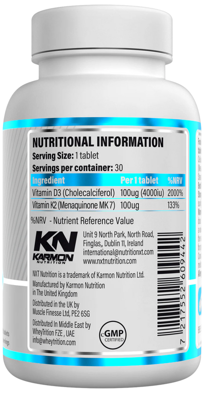 Vitamin D3 & K2 - 30 tablets